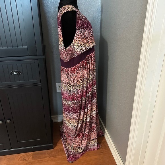 Woman Within 1X 22/24 Sleeveless Maxi Dress Abstract Print Empire Waist Stretch - Picture 5 of 8